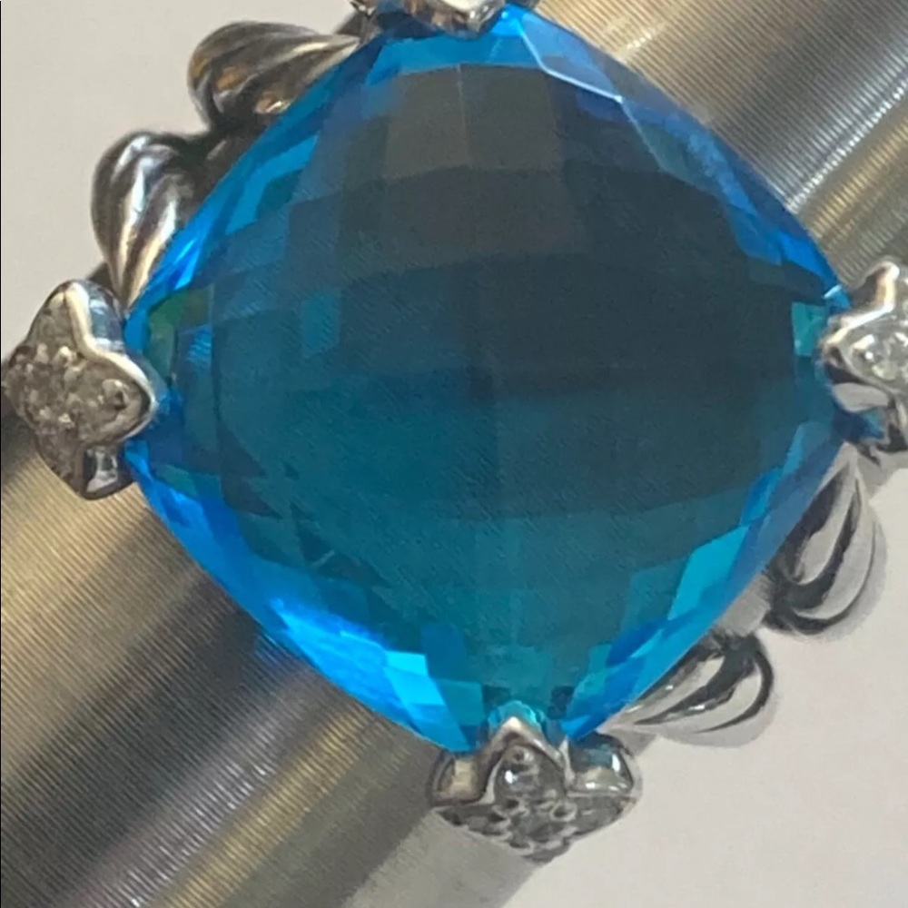 David Yurman Blue Topaz Hampton Ring - Picture 6 of 9